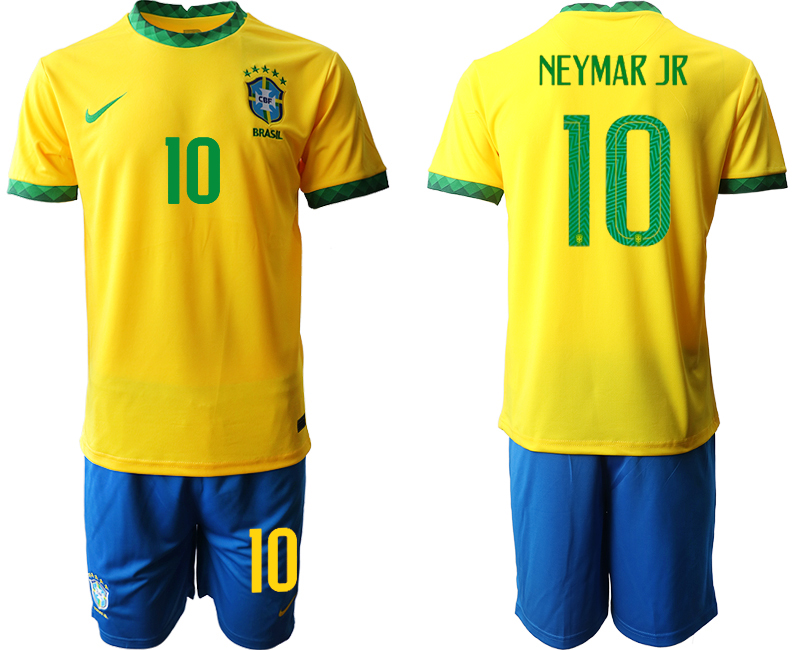 Men 2020-2021 Season National team Brazil home yellow #10 Soccer Jersey->brazil jersey->Soccer Country Jersey